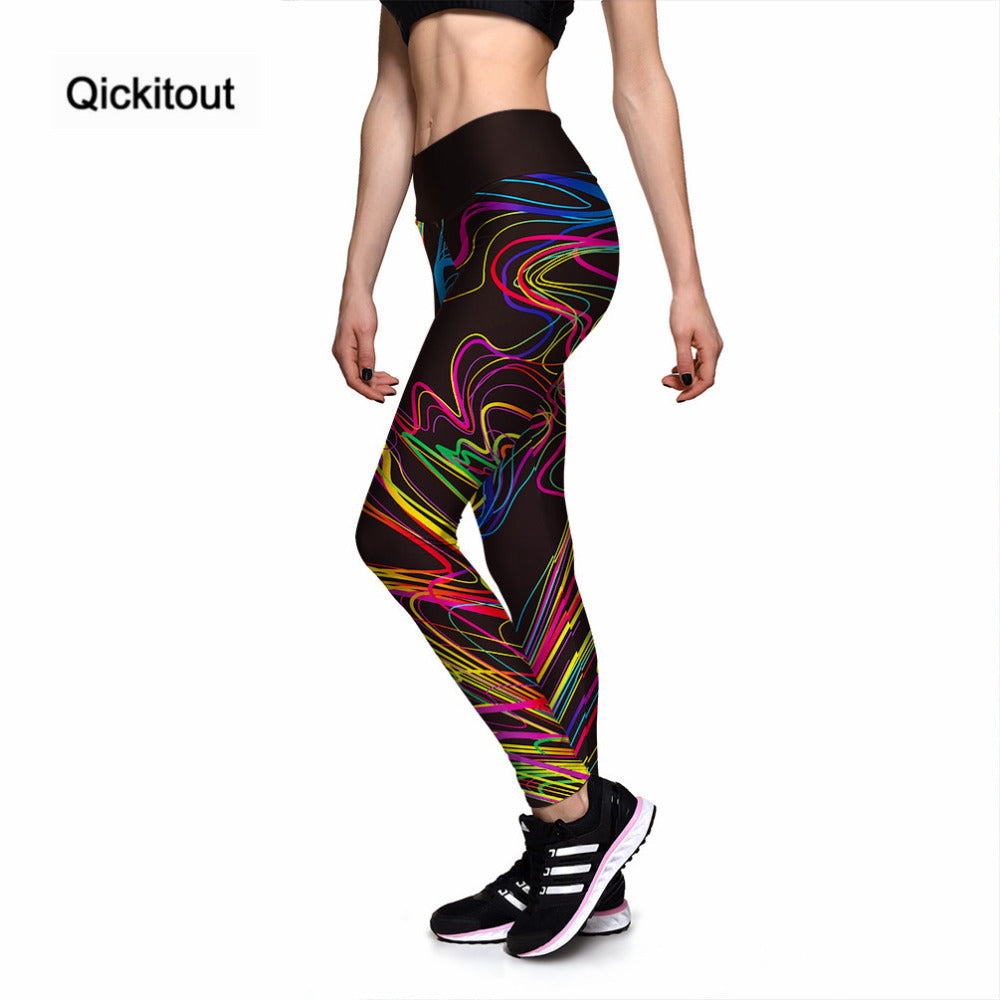 Qickitout Leggings Colorful Painting 3D Print