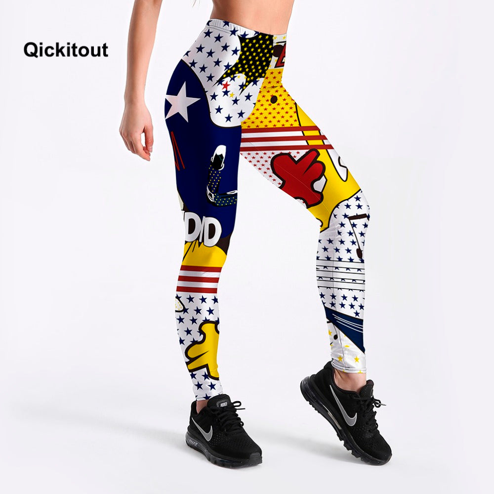 Qickitout Cartoon Geometric Printed Pants