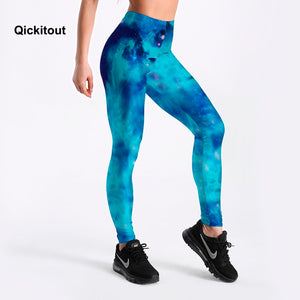 Qickitout LeggingsBlue Galaxy Star Pants Pencil Trousers Leggings