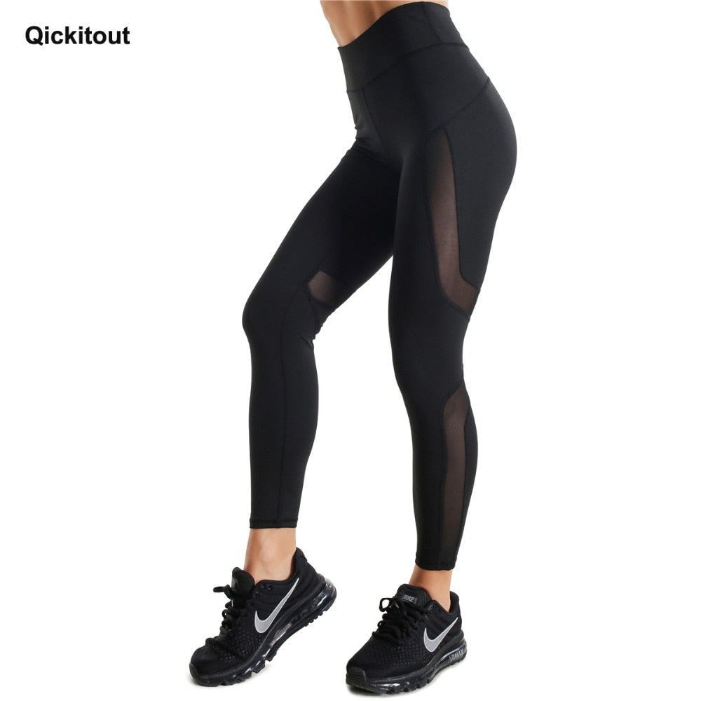 Qickitout New Style Mesh Black Casual Sportswear Workout