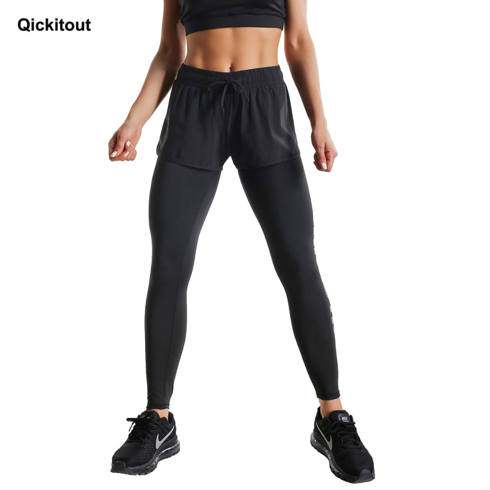 Qickitout New Casual Sporting Workout Skinny Black